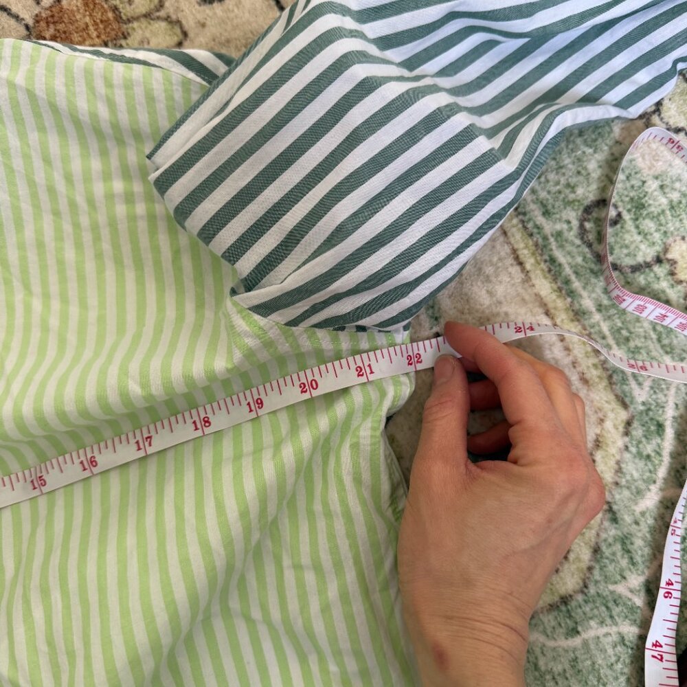 Talbots Poplin Short Shirt - Blooming Stripe Green Size Small Petite 100% cotton - Picture 7 of 8